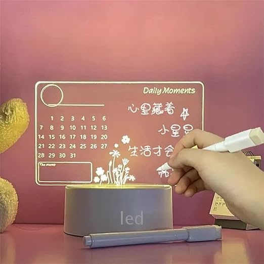 GlowNote LED Message Board Reusable Note & Calendar