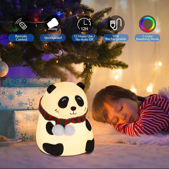 Rechargeable Silicone Panda Night Light for Kids | 7-Color LED Changing Lamp