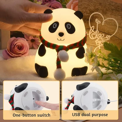 Rechargeable Silicone Panda Night Light for Kids | 7-Color LED Changing Lamp